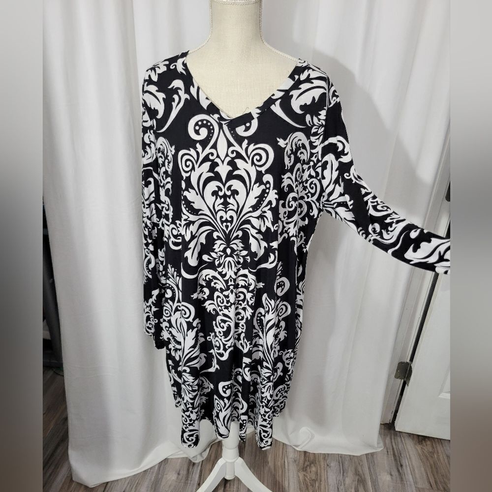 Chic soul Black and white paisley swing dress with pockets Sz XXL - Picture 9 of 11